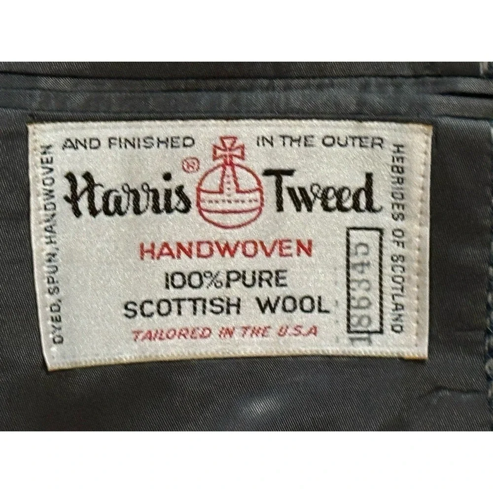 VTG Harris Tweed Hand Woven 100% Scottish Wool Herringbone Jacket Blazer Men 42‎